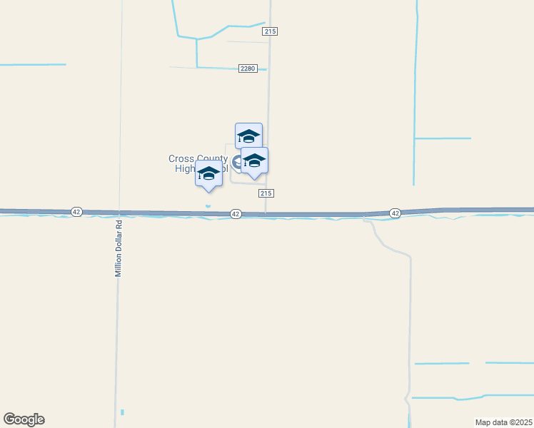 map of restaurants, bars, coffee shops, grocery stores, and more near 2622 Arkansas 42 in Cherry Valley