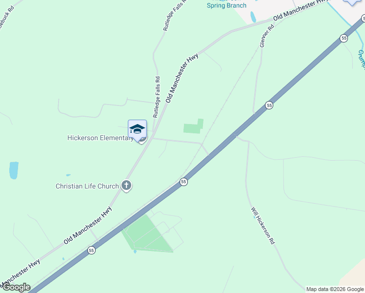 map of restaurants, bars, coffee shops, grocery stores, and more near 165 Concord Road in Tullahoma