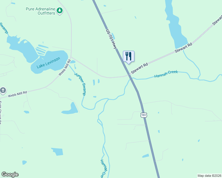 map of restaurants, bars, coffee shops, grocery stores, and more near 926 Stewart Rd in Four Oaks