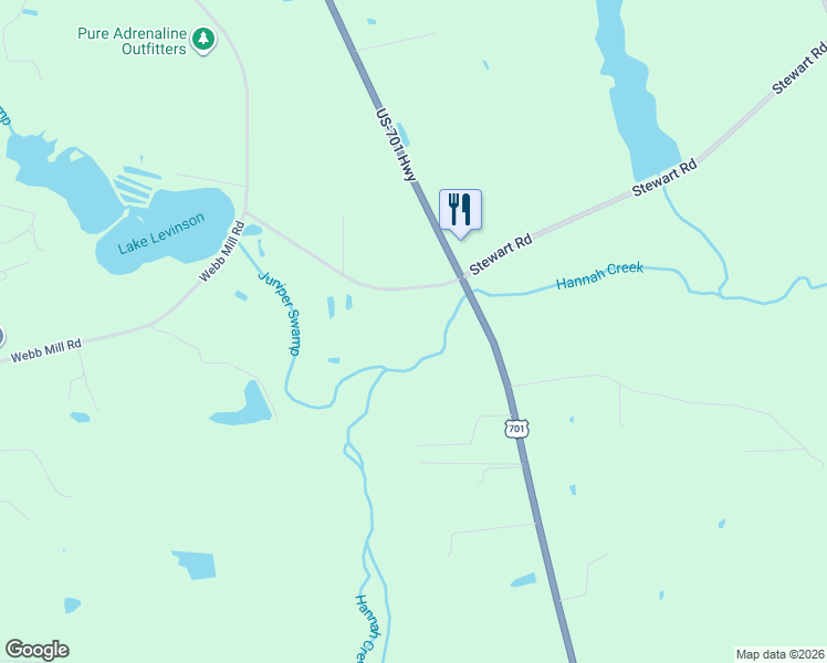 map of restaurants, bars, coffee shops, grocery stores, and more near 926 Stewart Road in Four Oaks