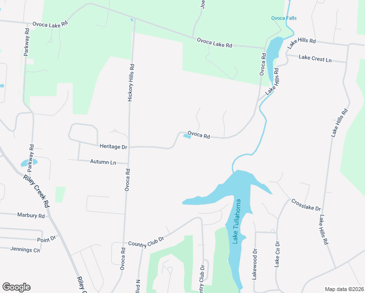map of restaurants, bars, coffee shops, grocery stores, and more near 2320 Ovoca Road in Tullahoma