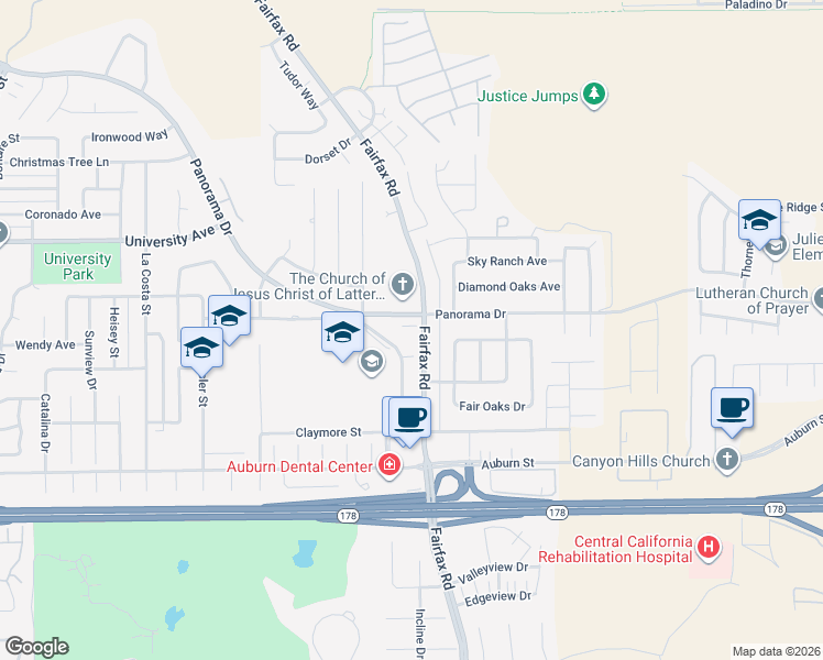 map of restaurants, bars, coffee shops, grocery stores, and more near in Bakersfield