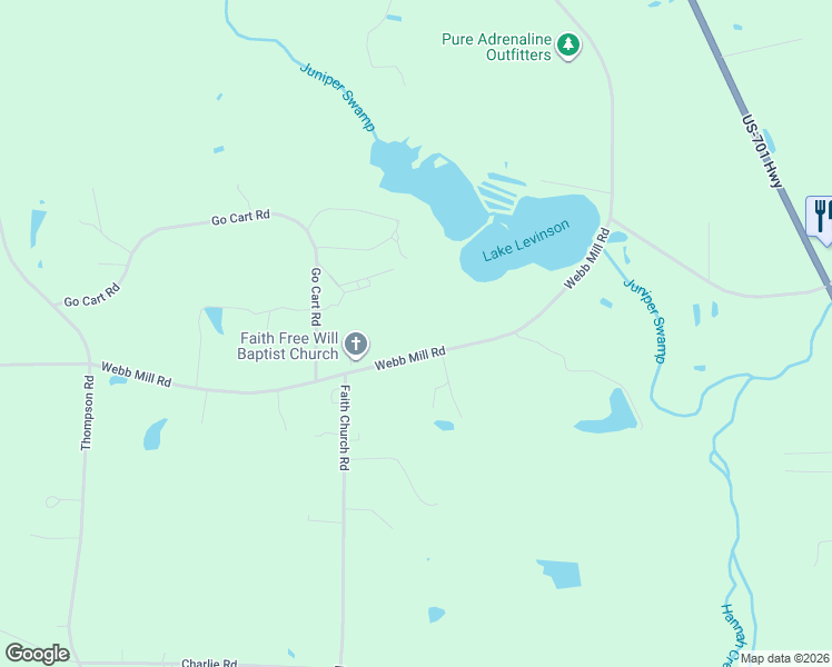 map of restaurants, bars, coffee shops, grocery stores, and more near 430 Webb Mill Road in Four Oaks