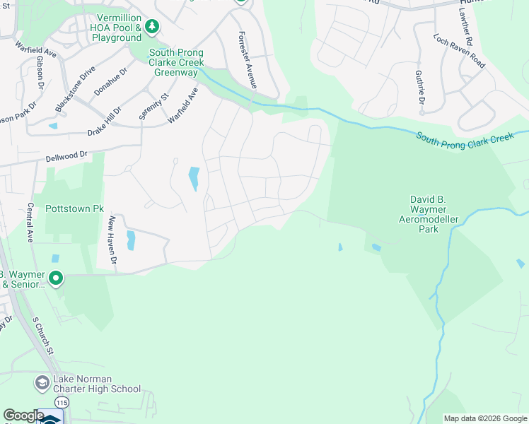 map of restaurants, bars, coffee shops, grocery stores, and more near 13610 Berkley Avenue in Huntersville