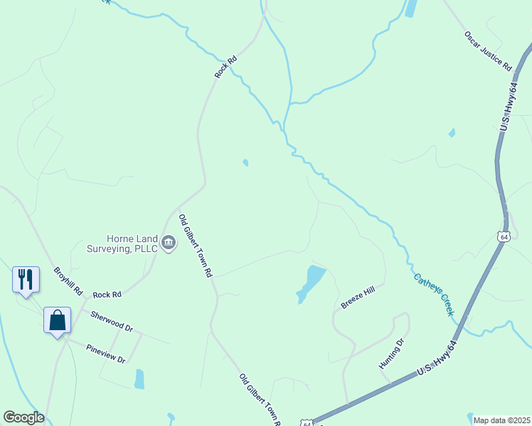 map of restaurants, bars, coffee shops, grocery stores, and more near 448 Old Gilbert Town Road in Rutherfordton