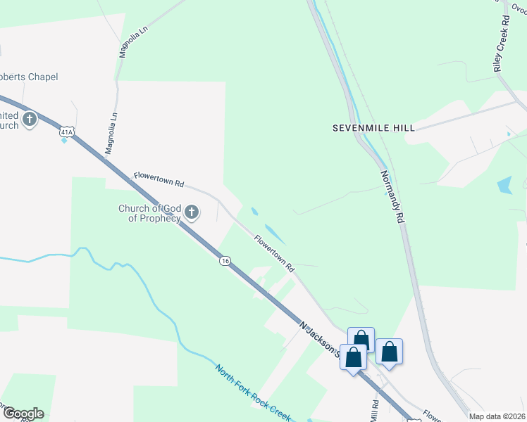 map of restaurants, bars, coffee shops, grocery stores, and more near 322 Flowertown Road in Normandy