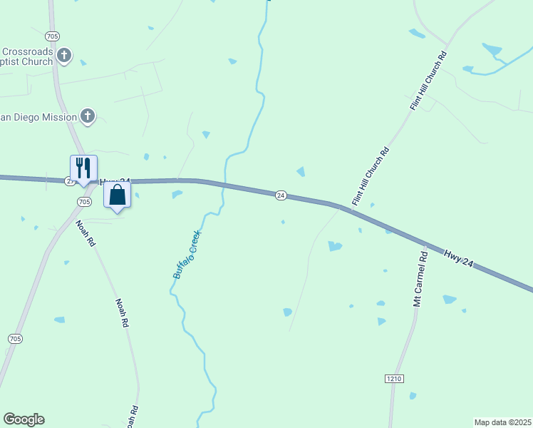 map of restaurants, bars, coffee shops, grocery stores, and more near 12705 North Carolina 24 in Robbins
