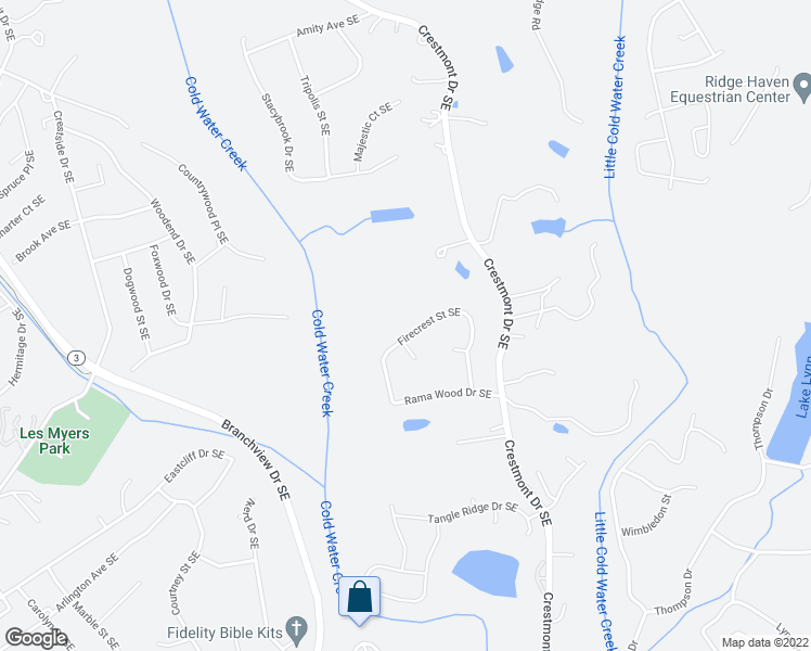 map of restaurants, bars, coffee shops, grocery stores, and more near 705 Firecrest Street Southeast in Concord