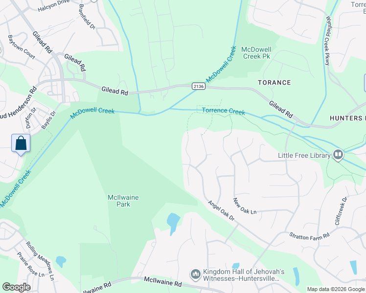 map of restaurants, bars, coffee shops, grocery stores, and more near 8426 Summerfield Lane in Huntersville