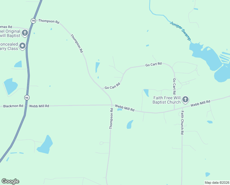 map of restaurants, bars, coffee shops, grocery stores, and more near 48 Go Cart Road in Four Oaks