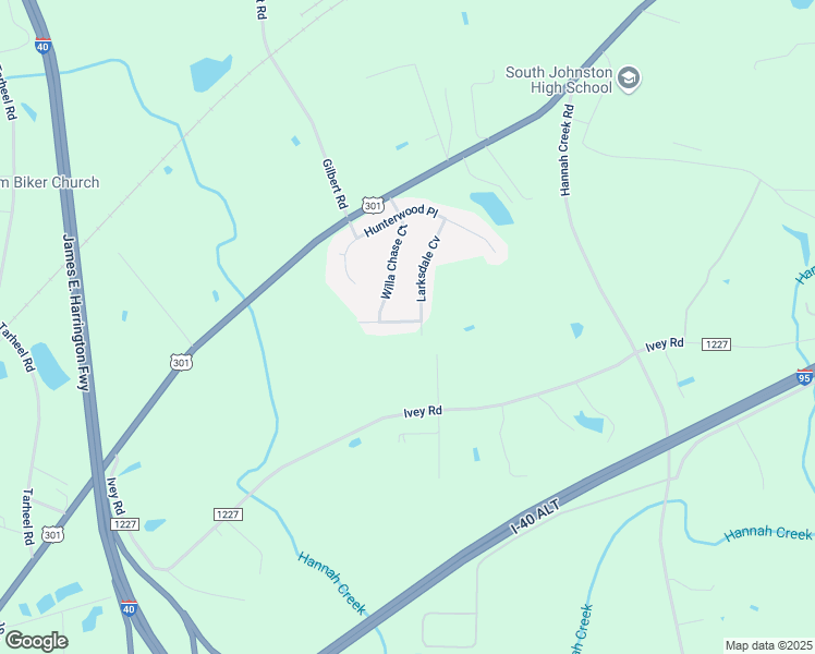 map of restaurants, bars, coffee shops, grocery stores, and more near 102 Belle Meade Court in Benson