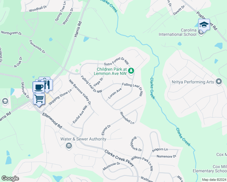 map of restaurants, bars, coffee shops, grocery stores, and more near 632 Lorain Avenue in Concord