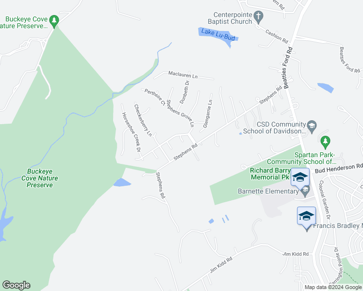 map of restaurants, bars, coffee shops, grocery stores, and more near 14207 Citrus Court in Huntersville