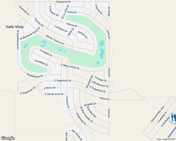map of restaurants, bars, coffee shops, grocery stores, and more near 7806 East Mesa Vista Drive in Kingman
