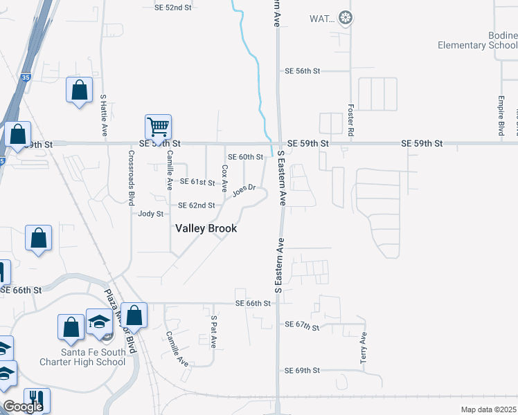 map of restaurants, bars, coffee shops, grocery stores, and more near 6216 Anderson Drive in Oklahoma City