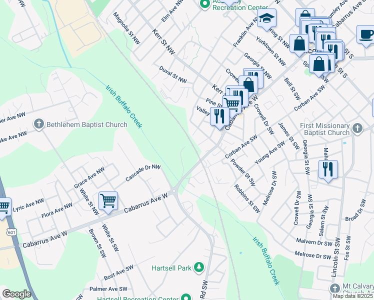 map of restaurants, bars, coffee shops, grocery stores, and more near 380 Transport Place Northwest in Concord