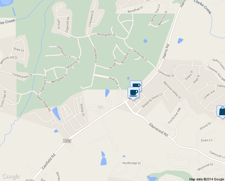 map of restaurants, bars, coffee shops, grocery stores, and more near 830 Skybrook Drive in Huntersville