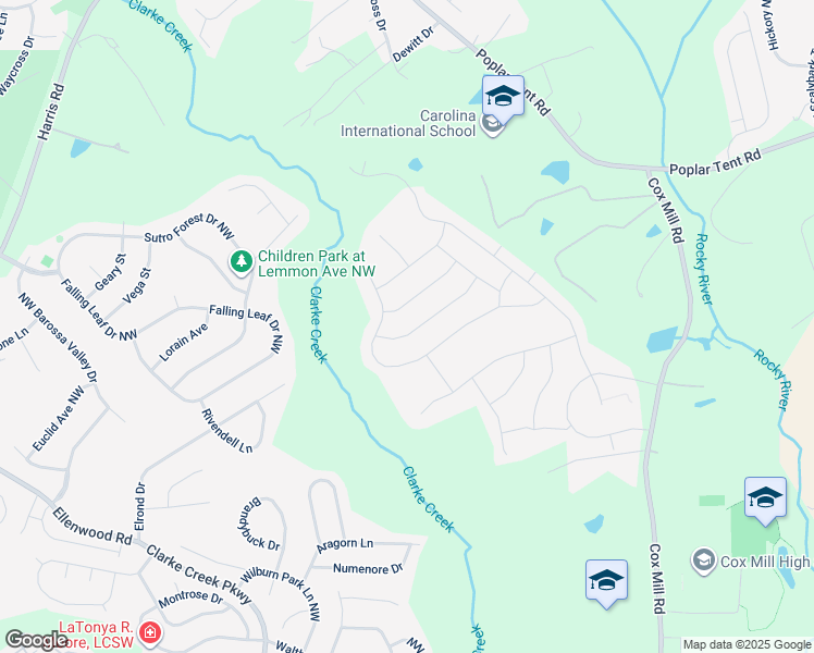 map of restaurants, bars, coffee shops, grocery stores, and more near 9612 Kartey Avenue Northwest in Concord