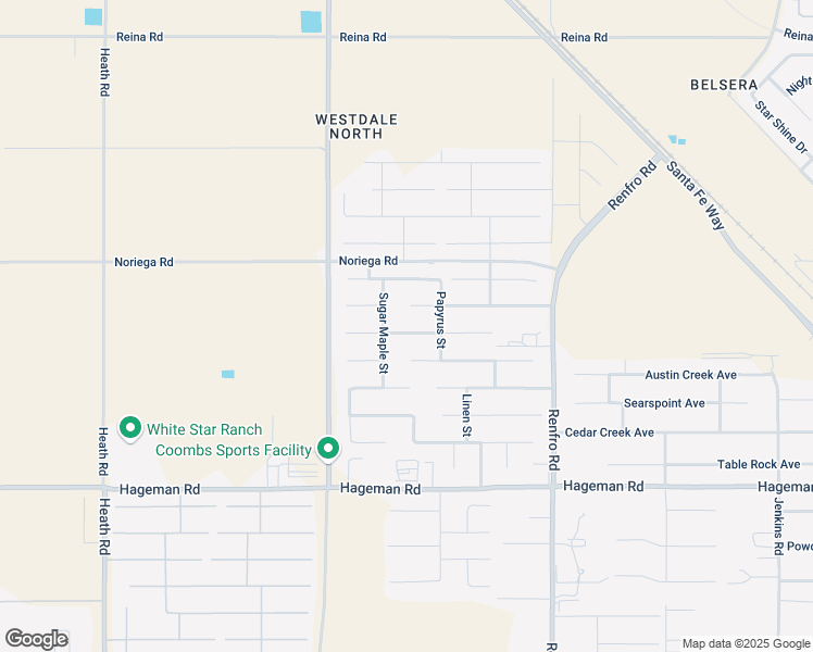 map of restaurants, bars, coffee shops, grocery stores, and more near 15002 Mistletoe Avenue in Bakersfield