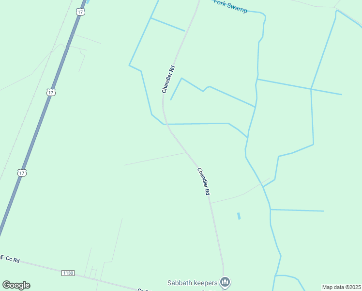 map of restaurants, bars, coffee shops, grocery stores, and more near Chandler Road in Vanceboro