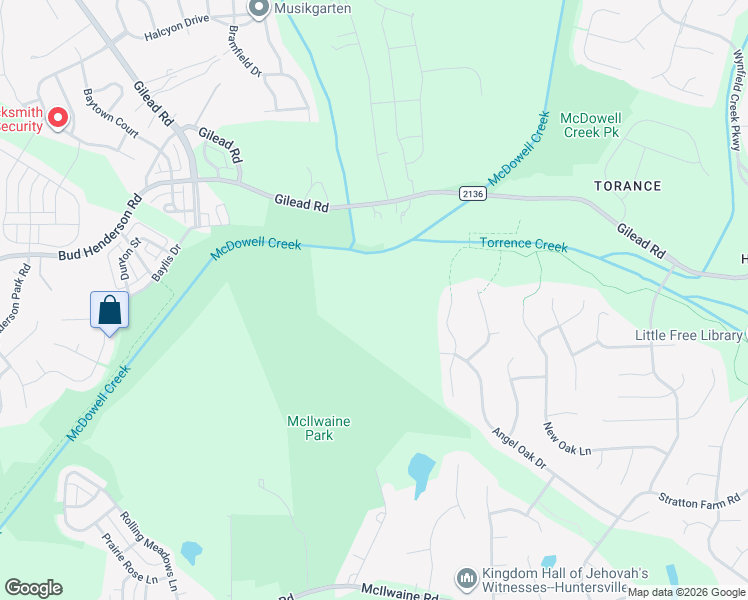 map of restaurants, bars, coffee shops, grocery stores, and more near 8426 Summerfield Lane in Huntersville