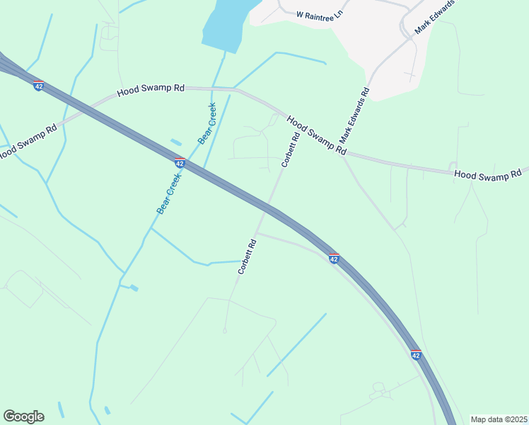 map of restaurants, bars, coffee shops, grocery stores, and more near Corbett Road in Wayne County