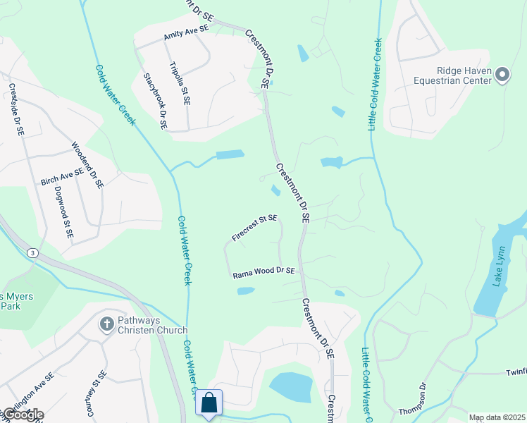 map of restaurants, bars, coffee shops, grocery stores, and more near 723 Firecrest Street Southeast in Concord