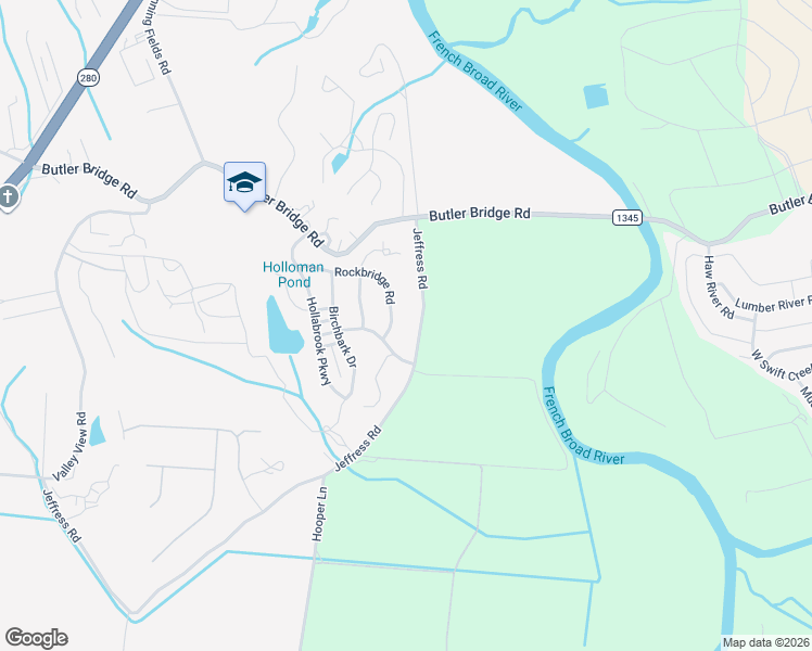 map of restaurants, bars, coffee shops, grocery stores, and more near 225 Branchwater Drive in Mills River