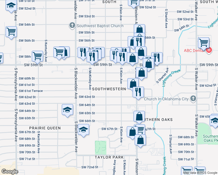 map of restaurants, bars, coffee shops, grocery stores, and more near in Oklahoma City