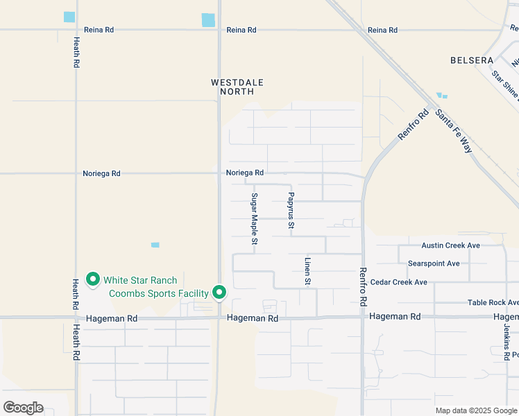 map of restaurants, bars, coffee shops, grocery stores, and more near 15002 Mistletoe Avenue in Bakersfield