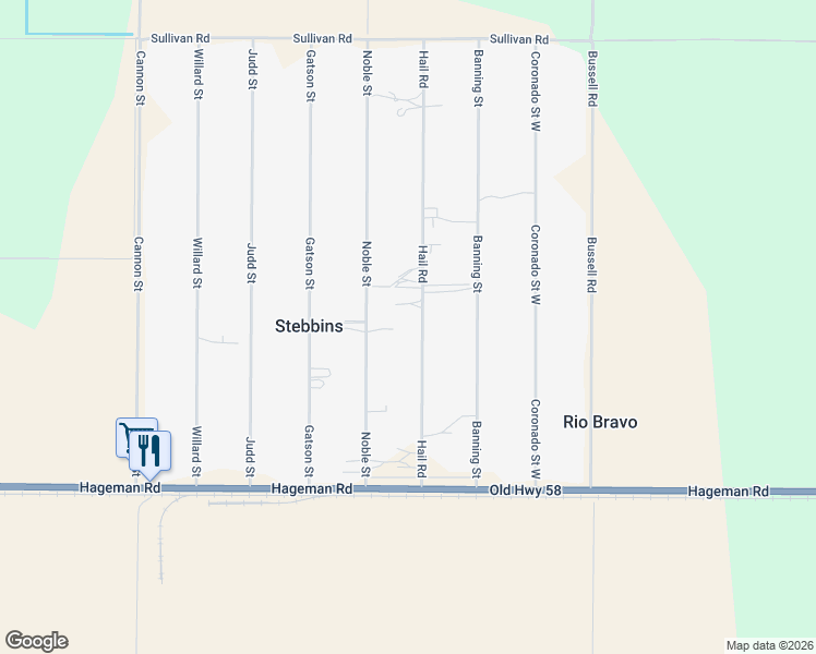 map of restaurants, bars, coffee shops, grocery stores, and more near 4701 Hail Road in Bakersfield