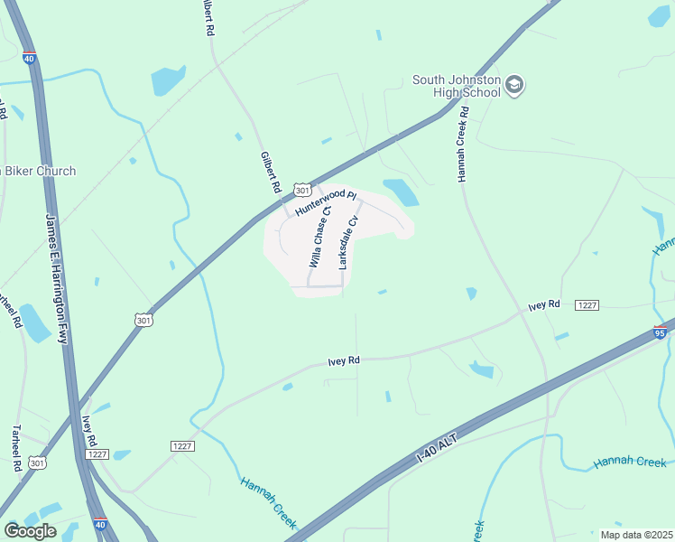 map of restaurants, bars, coffee shops, grocery stores, and more near 121 Larksdale Cove in Benson