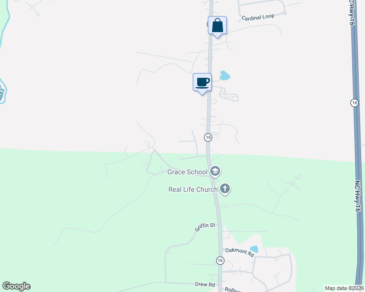 map of restaurants, bars, coffee shops, grocery stores, and more near 6495 Timberbrook Trail in Stanley