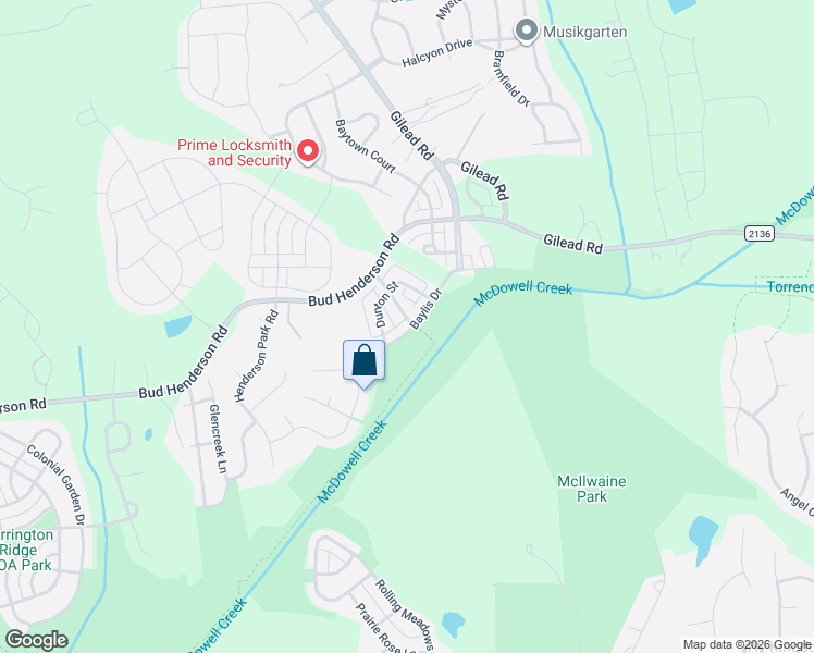 map of restaurants, bars, coffee shops, grocery stores, and more near 7931 Baylis Drive in Huntersville