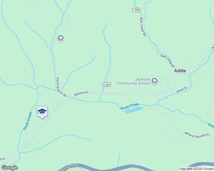 map of restaurants, bars, coffee shops, grocery stores, and more near 58 Black Rock Ranch Road in Sylva