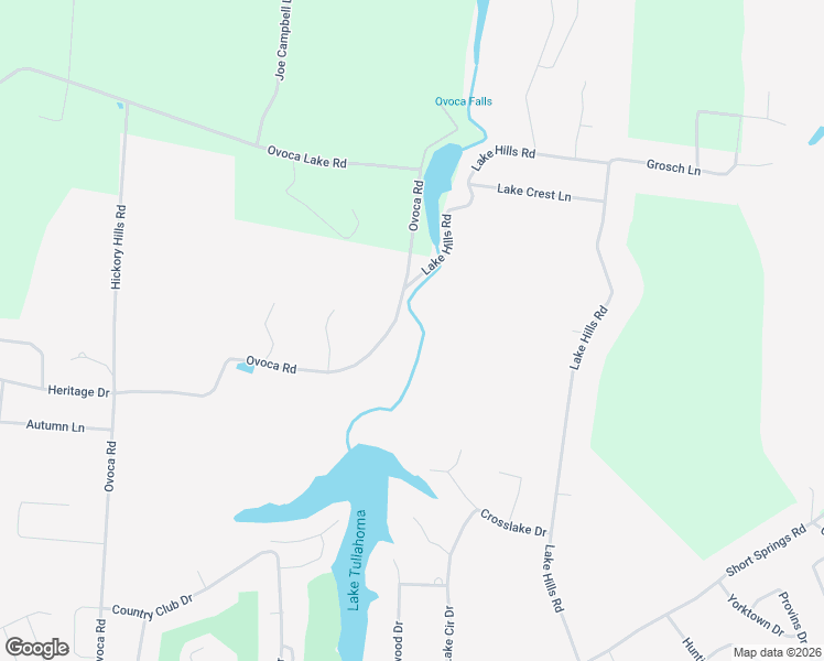 map of restaurants, bars, coffee shops, grocery stores, and more near 2338 Ovoca Road in Tullahoma