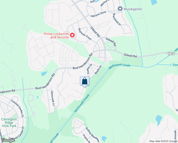 map of restaurants, bars, coffee shops, grocery stores, and more near 7424 Darblay Street in Huntersville