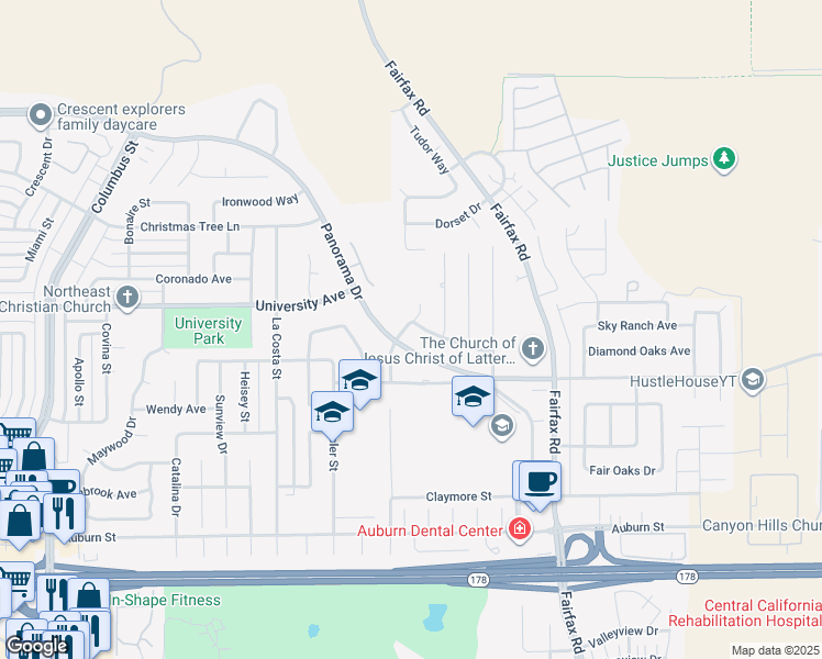 map of restaurants, bars, coffee shops, grocery stores, and more near 5201 Pla Vada Drive in Bakersfield