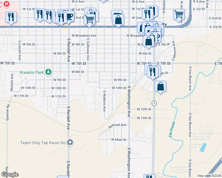 map of restaurants, bars, coffee shops, grocery stores, and more near 703 South Oliver Avenue in Elk City