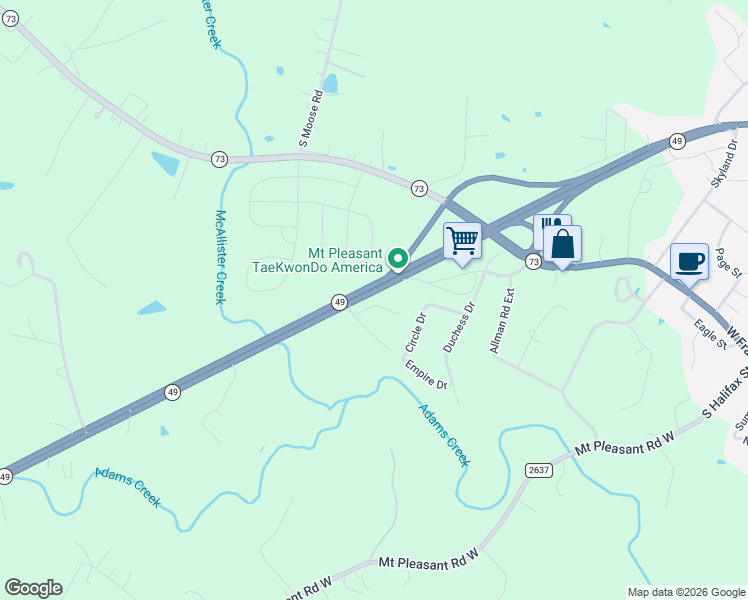 map of restaurants, bars, coffee shops, grocery stores, and more near 1160 Pine Cross Drive in Mount Pleasant