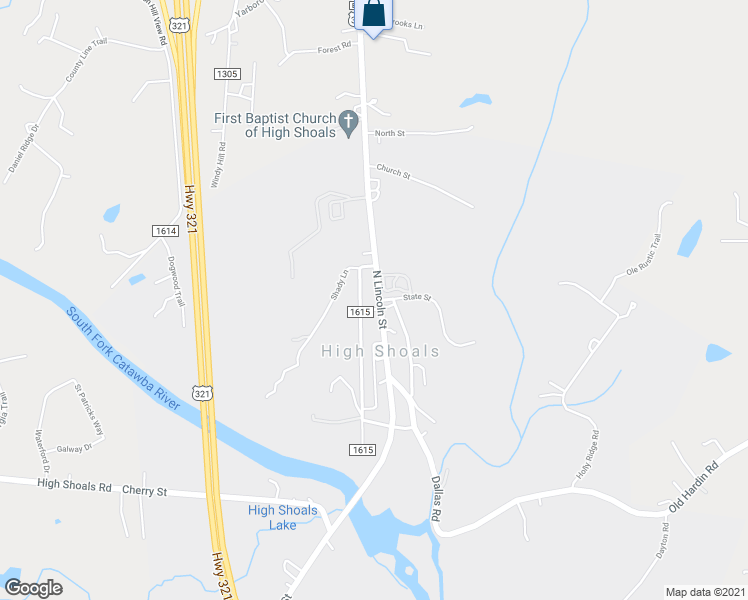 map of restaurants, bars, coffee shops, grocery stores, and more near 304 North Lincoln Street in High Shoals