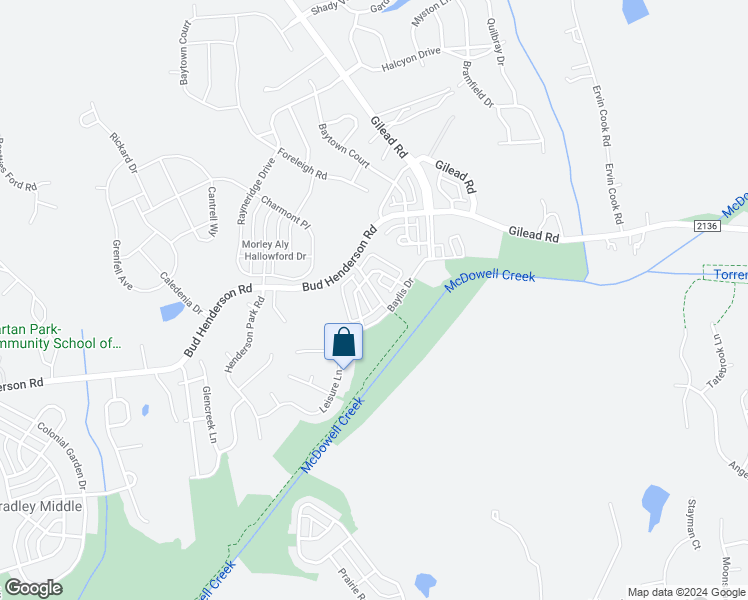 map of restaurants, bars, coffee shops, grocery stores, and more near 7428 Darblay Street in Huntersville