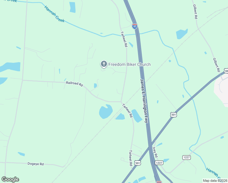 map of restaurants, bars, coffee shops, grocery stores, and more near 525 Tarheel Road in Benson