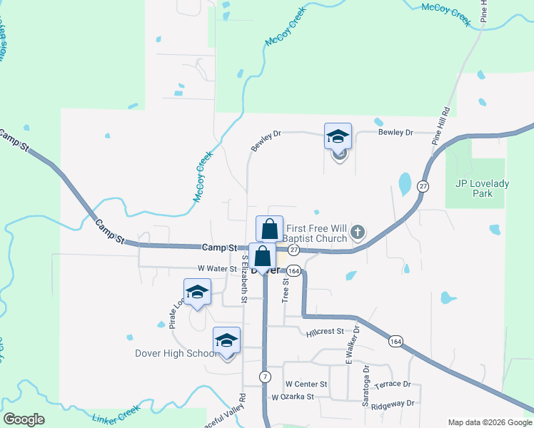 map of restaurants, bars, coffee shops, grocery stores, and more near 132 North Market Street in Dover