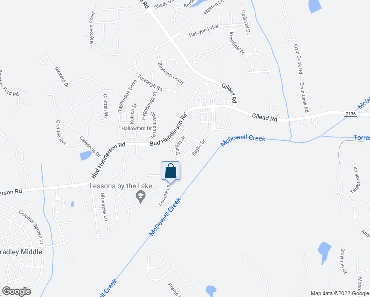 map of restaurants, bars, coffee shops, grocery stores, and more near 7424 Darblay Street in Huntersville