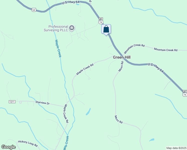 map of restaurants, bars, coffee shops, grocery stores, and more near 4624 Maple Creek Road in Rutherfordton