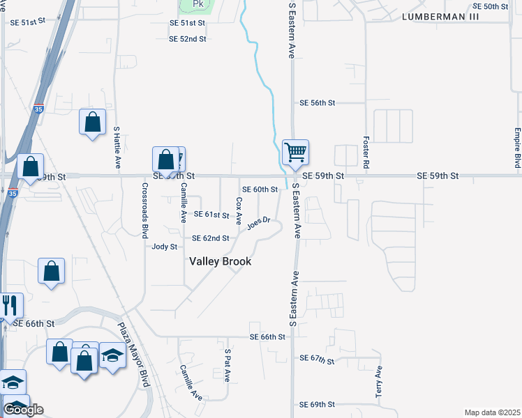 map of restaurants, bars, coffee shops, grocery stores, and more near 6114 Jacks Avenue in Oklahoma City