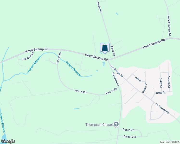 map of restaurants, bars, coffee shops, grocery stores, and more near 107 Delia Trail in Goldsboro
