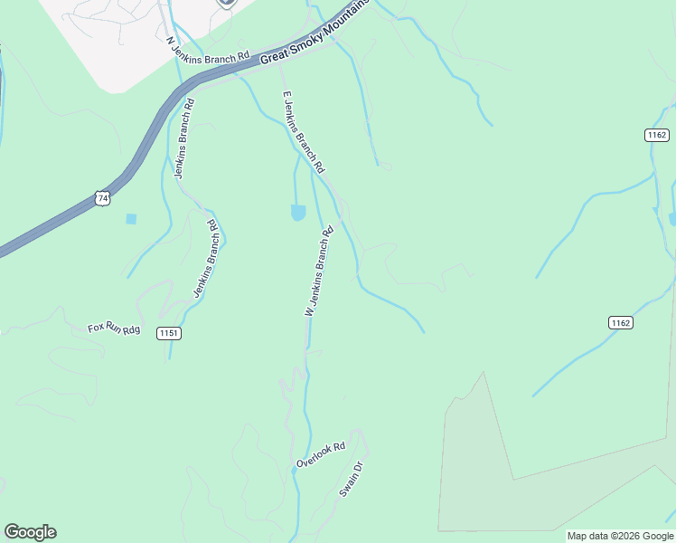 map of restaurants, bars, coffee shops, grocery stores, and more near 690 East Jenkins Branch Road in Bryson City