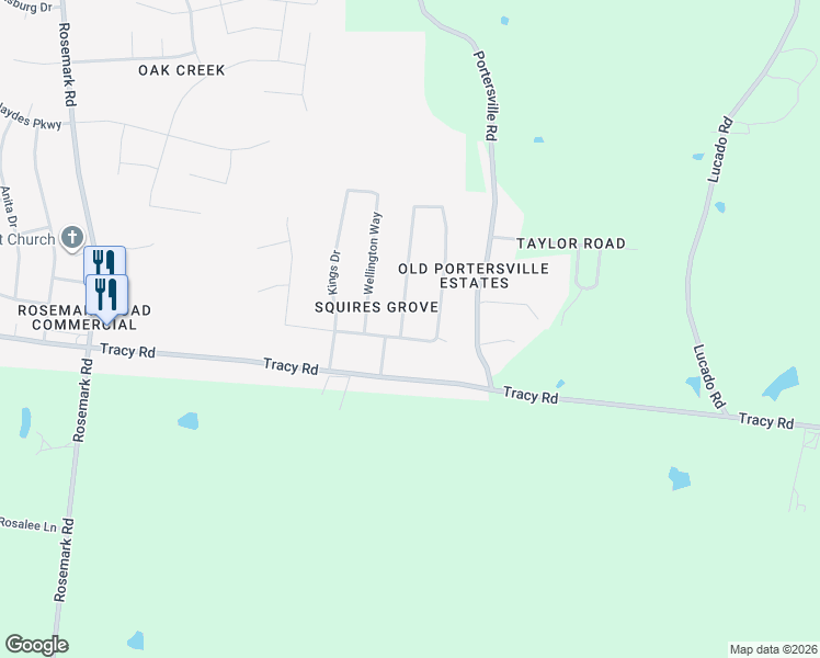 map of restaurants, bars, coffee shops, grocery stores, and more near 56 Squires Grove Drive in Atoka